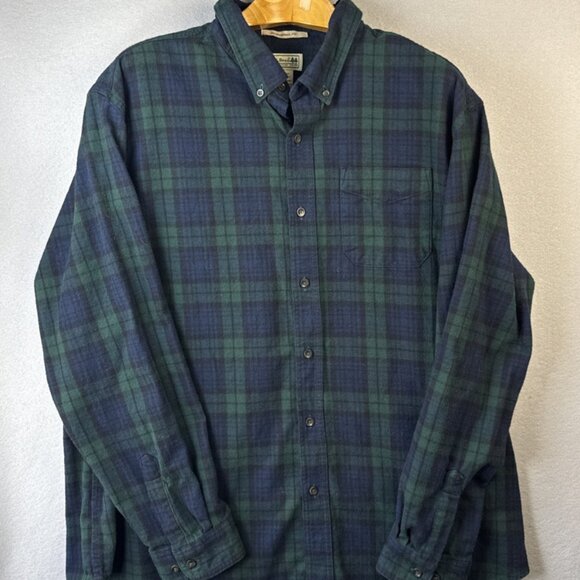 LL Bean Shirt Mens XXL Green Plaid Heavy Flannel‎ Button Up Traditional Fit 2XL - Picture 1 of 8